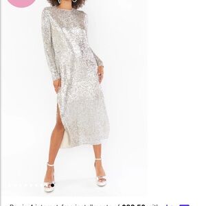 Maddison Dress - show me your MuMu - sequin maxi silver dress XL